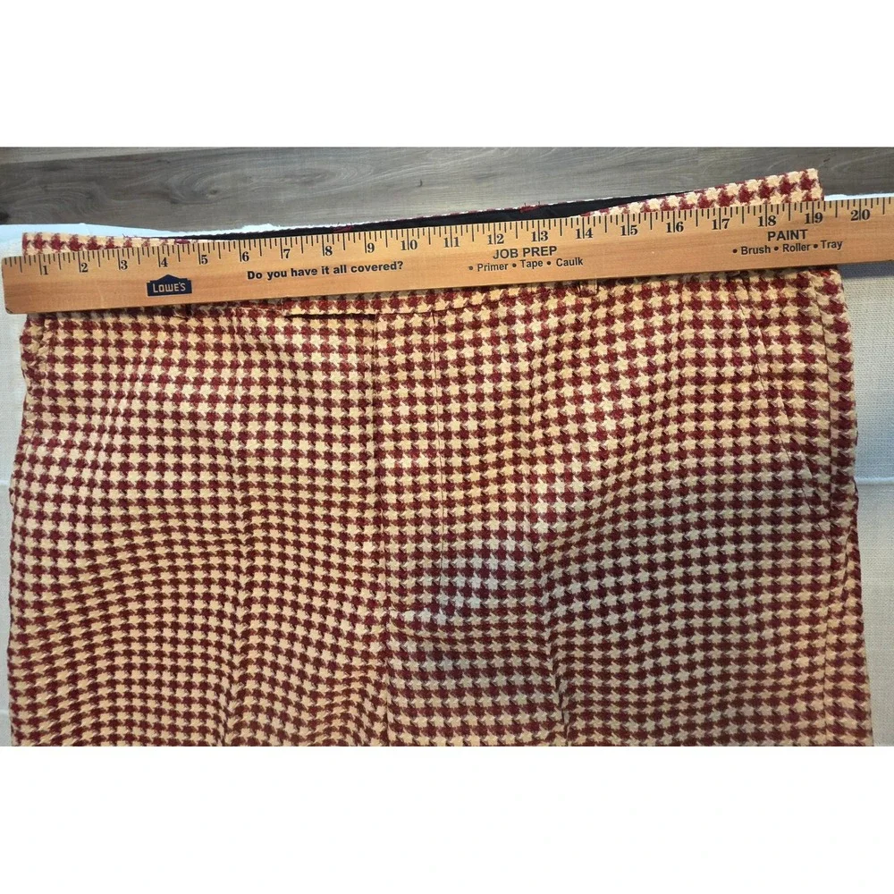 Believe Accessories Mens Houndstooth Dress Pants Red Cream Size 40 Flat Front